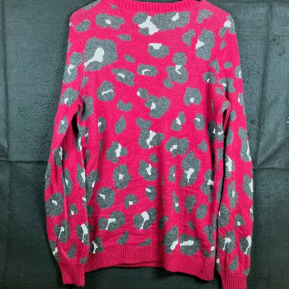 Ann Taylor LOFT Womens Sweater Pink Animal Print Wool Blend Medium - Picture 10 of 12